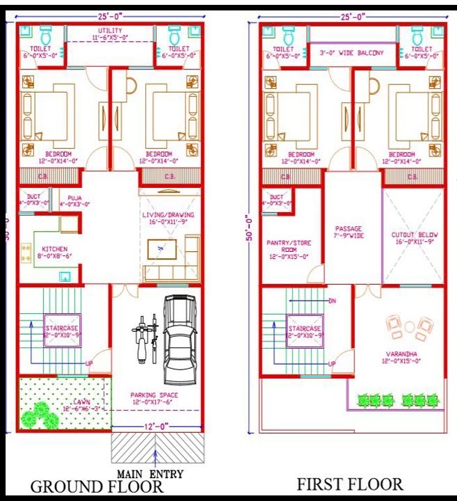 25x50 House Plan